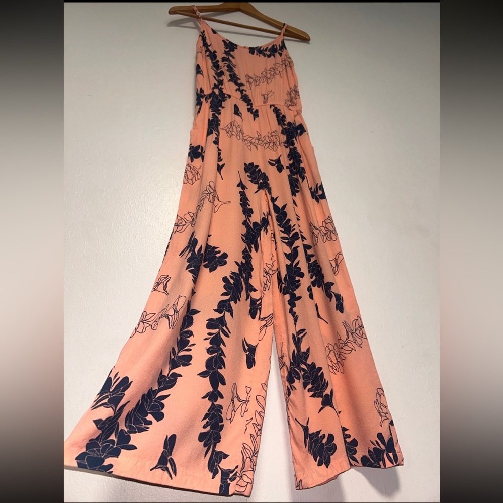 ✨SALE Ava Sky Fighting Eel Floral Lei Jumpsuit XS Women Guava Plumeria - Picture 3 of 7
